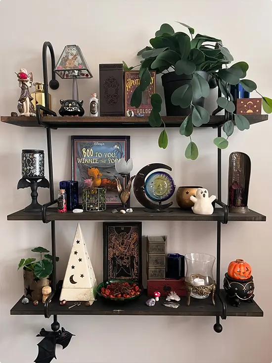 Industrial Pipe Halloween Shelves