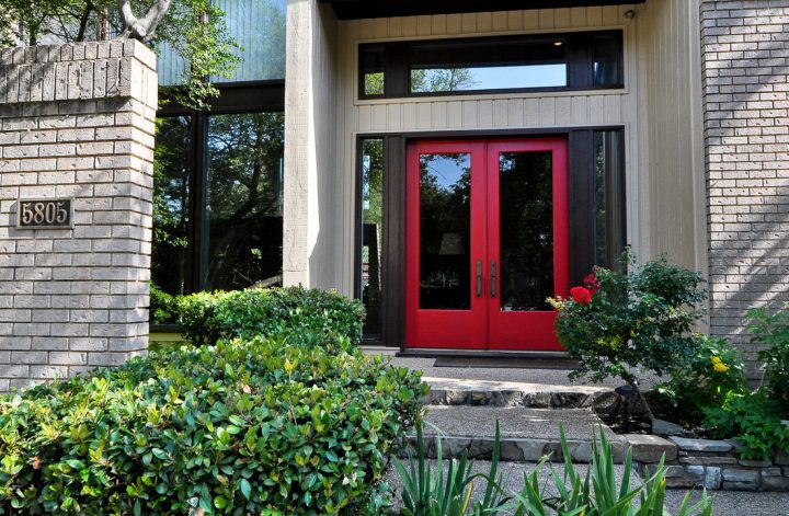 Red Glass Panel Doors