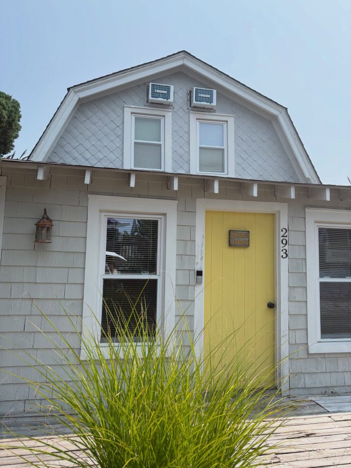 Yellow Door for a Cozy Coastal Cottage Entry