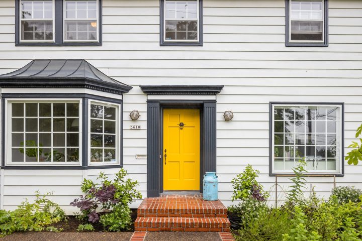 Yellow Front Door with Black Trim