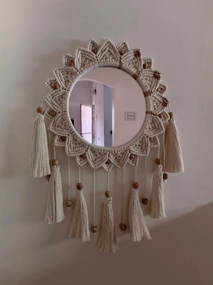 Beaded Tassel Mirror in a Star Shape