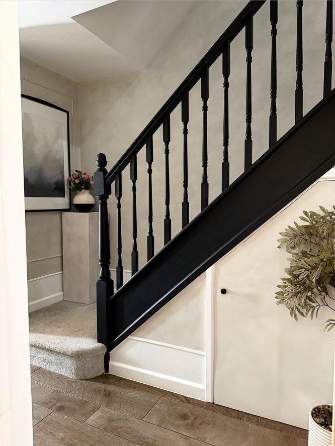 Black Staircase Spindles with Turned Details