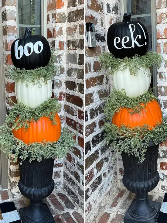 Black White and Orange Urn Pumpkins