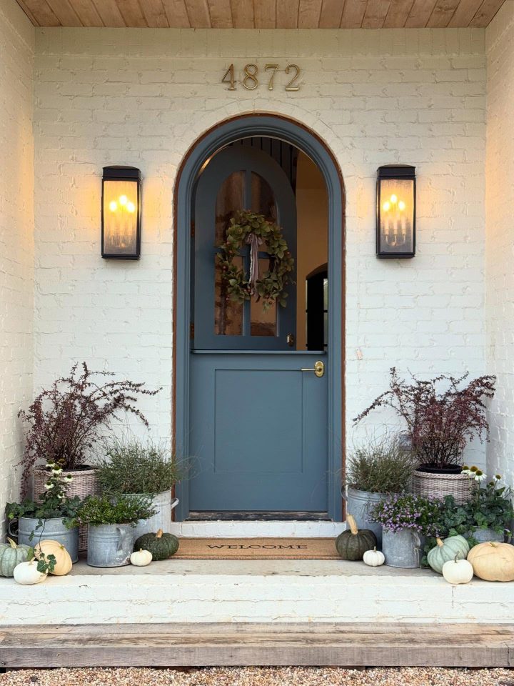 Burgundy Door With Powder Blue Exterior