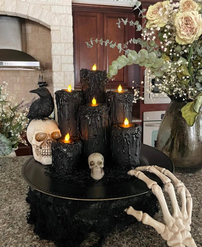 Candle Display With a Crow Cluster