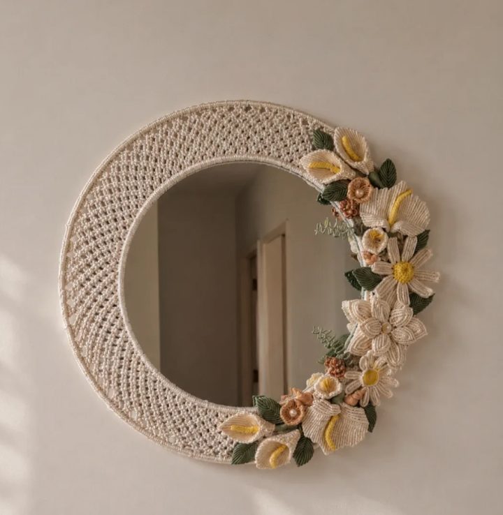 Floral Lace Crescent Mirror