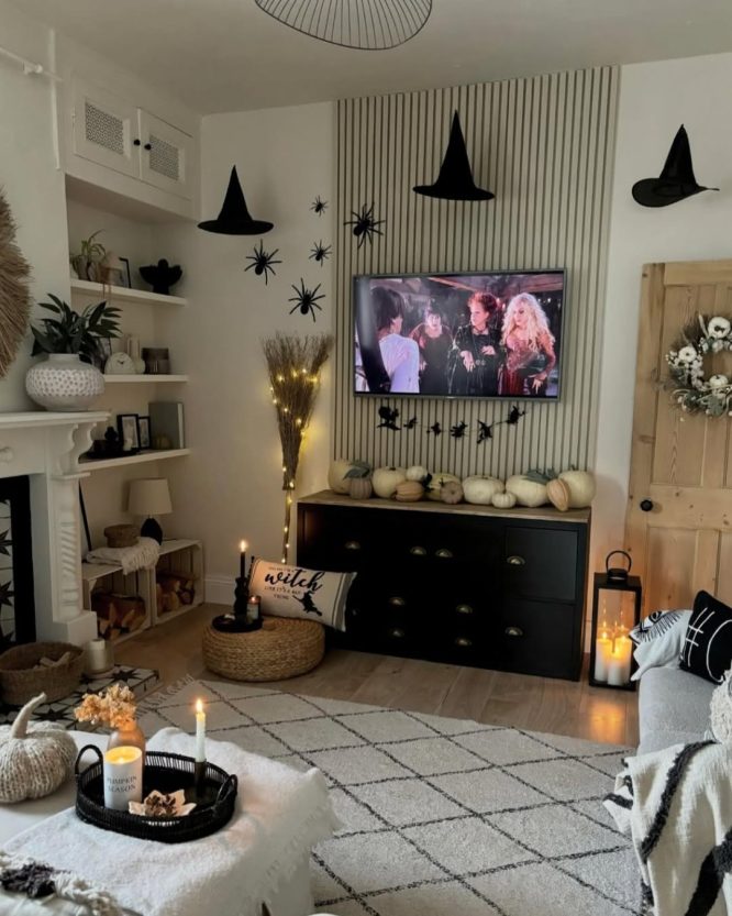 Hanging Witch Hats Above the TV