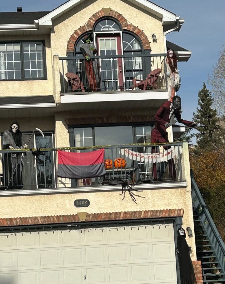 Haunted House Display in a Multi-Story Home