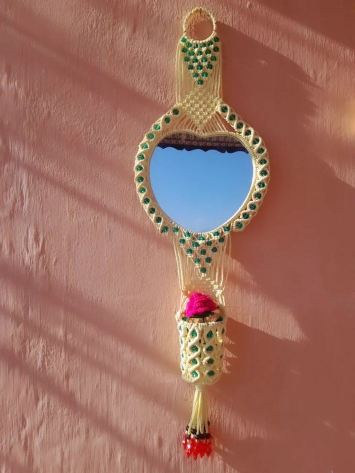 Heart-Shaped Mirror and Woven Bud Vase