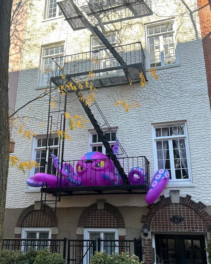 Inflatable Octopus on a Fire Escape