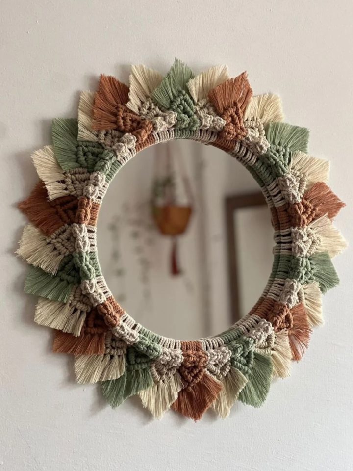 Mirror with a Terracotta Sage and Cream Petal Ombre