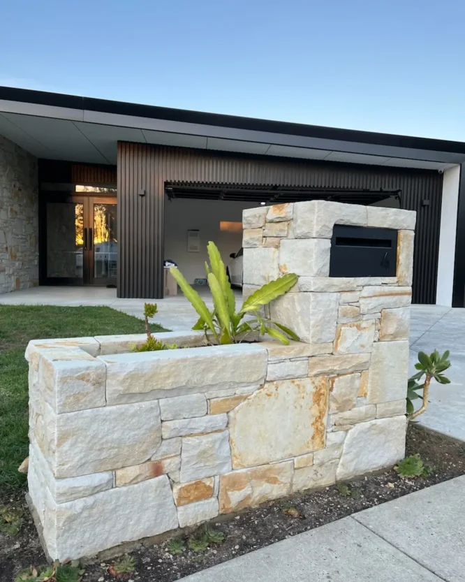 Modern Stone Mailbox Wall