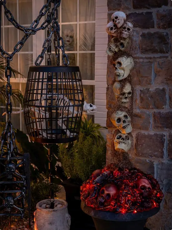 Molten Ember Bowl Beneath a Skull Display