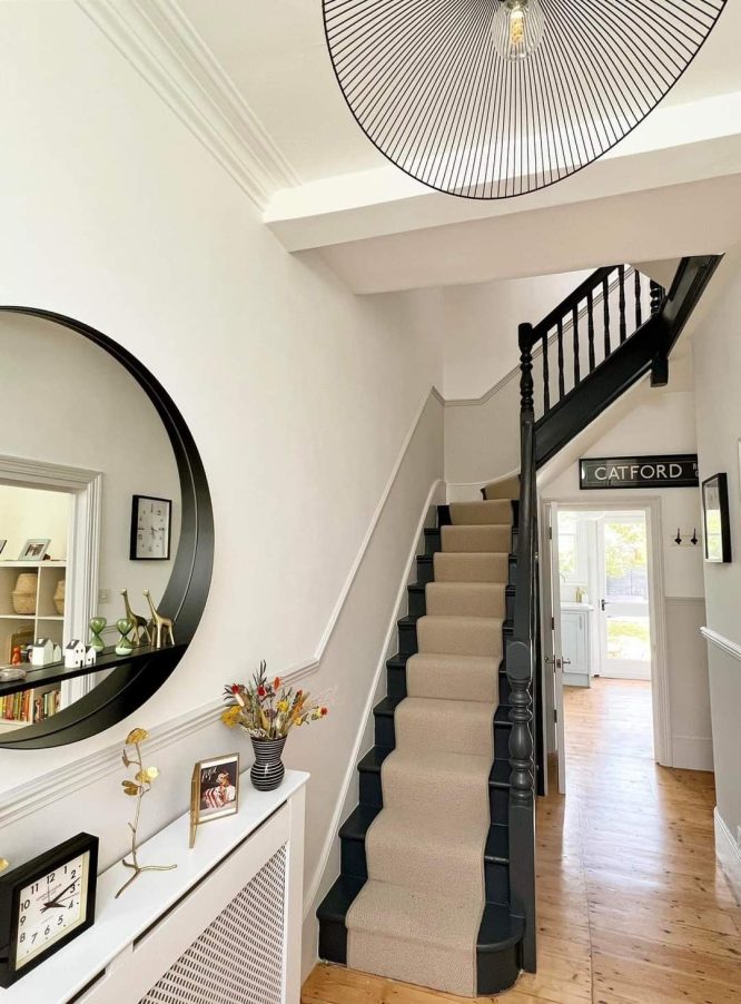 Round Mirror Painted Staircase