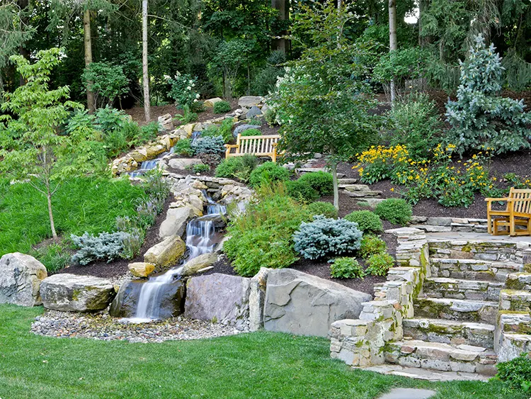 Seating Area with a Tiered Waterfall