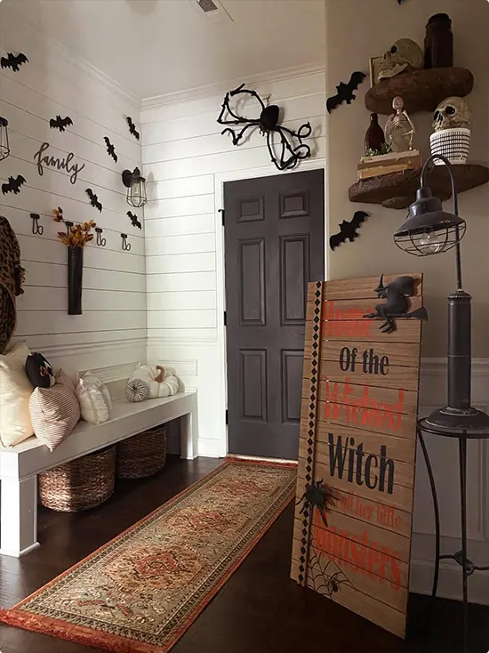 Farmhouse Halloween Mudroom