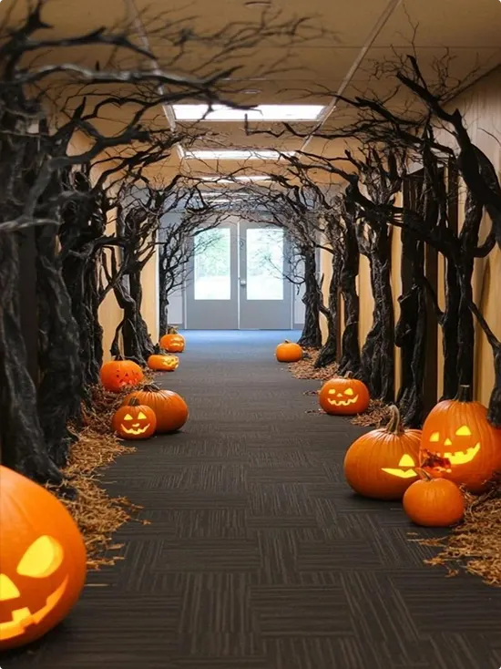 Tree Tunnel of Jack-o-Lanterns
