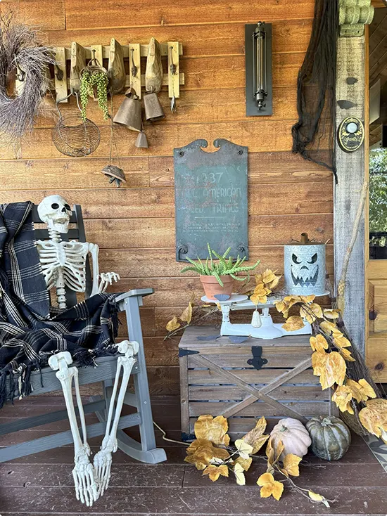 Skeleton Guest in a Rustic Corner