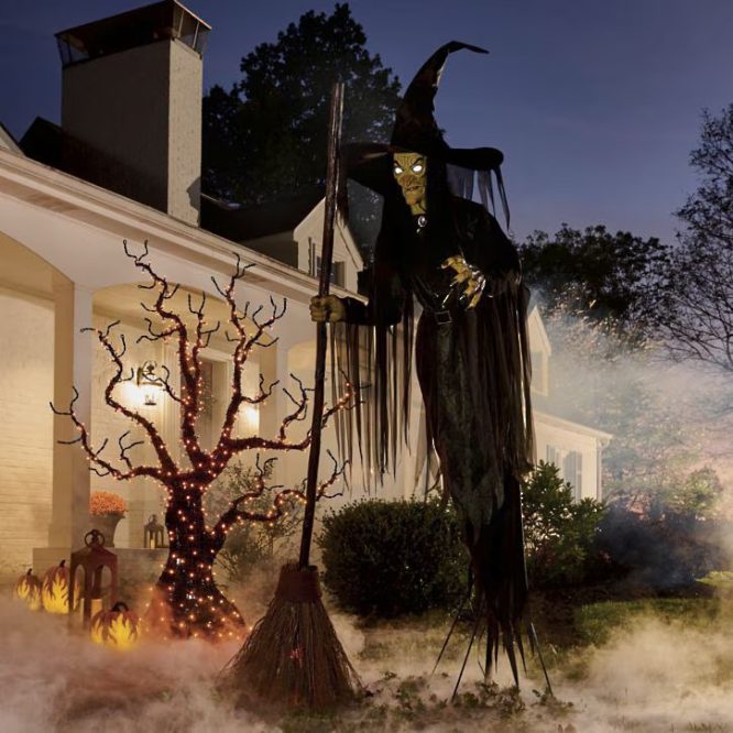 Towering Porch Witch and Glowing Tree
