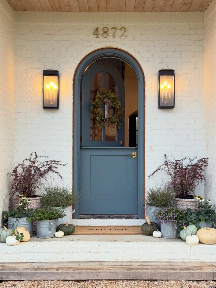 Steel Blue Arched Dutch Door