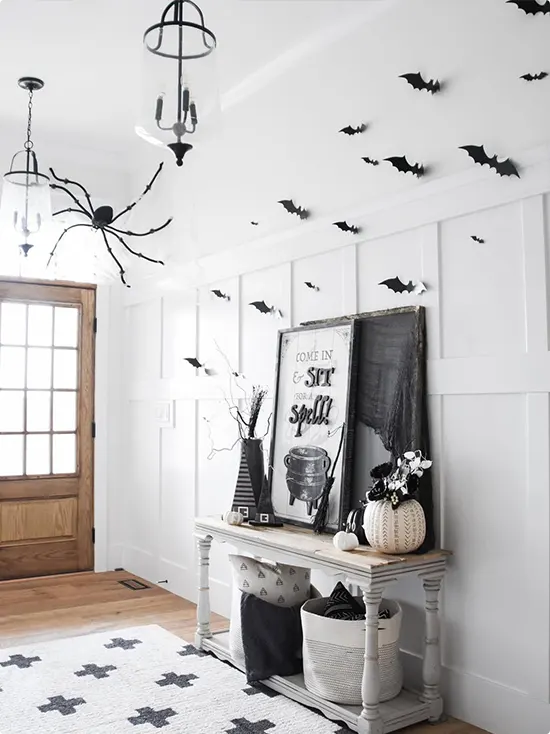 Black and White Display with Oversized Spider