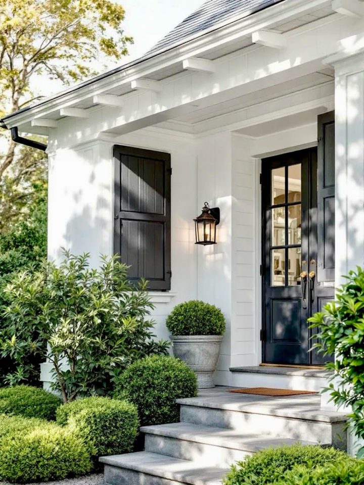 Black Glass French Door at the Garden Entry