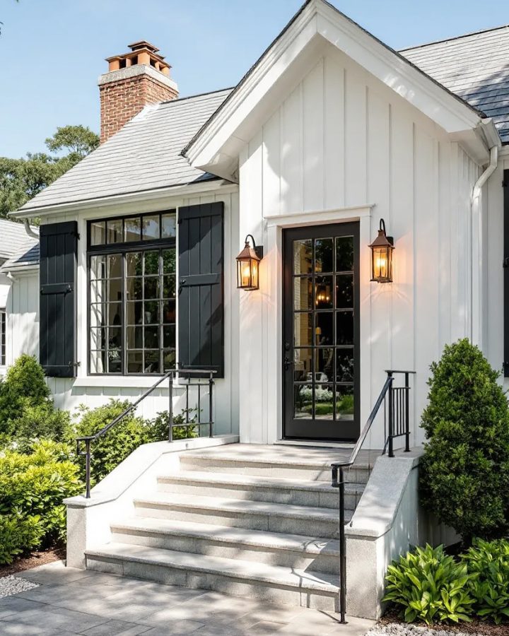 Black Glass-Paneled Front Door