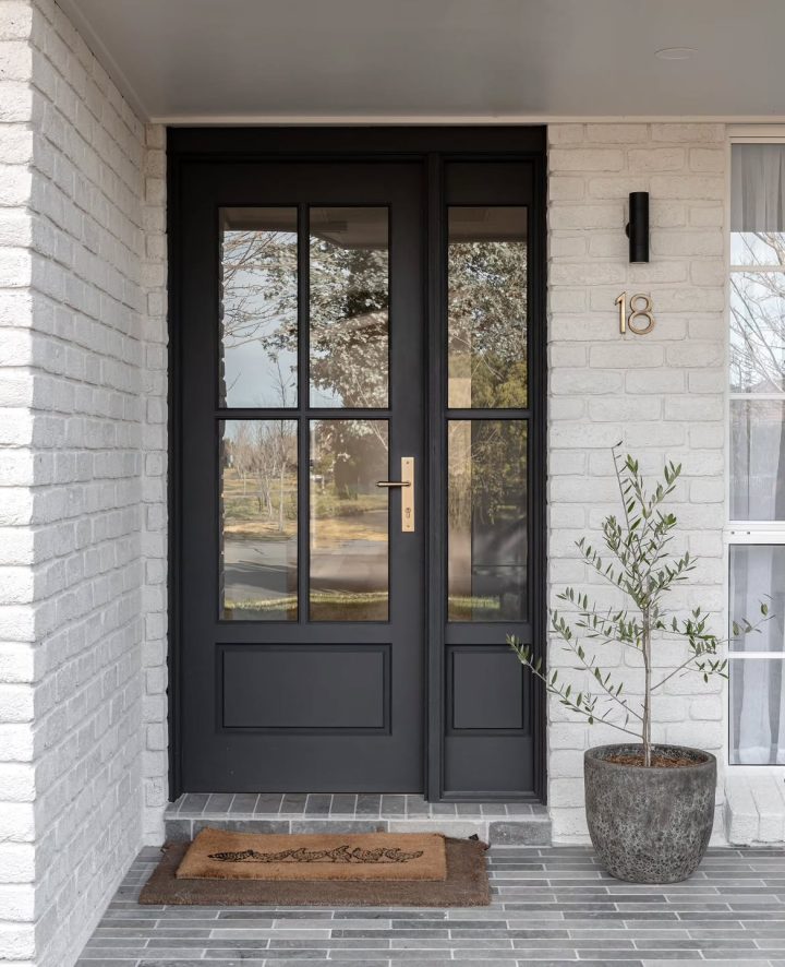Charcoal-Black Door with Glass Sidelight