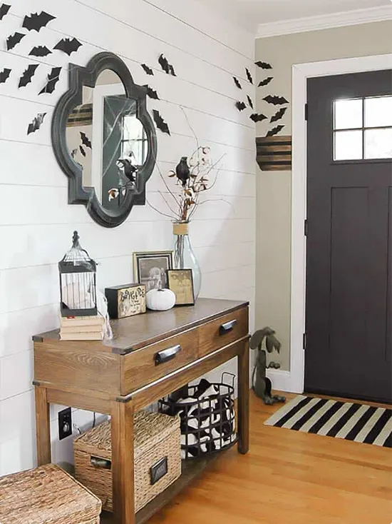 Fluttering Bats on a Shiplap Wall