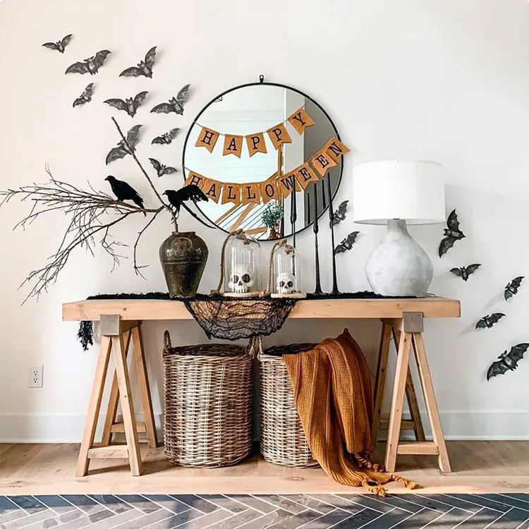 Paper Happy Halloween Banner on a Mirror